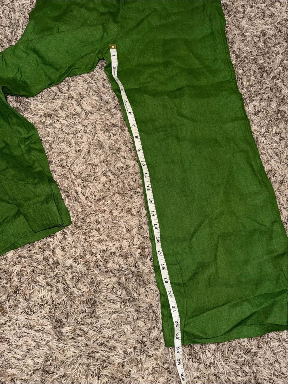 Banana Republic Green Linen Kick Flare Ankle Pants Petite 0 NWT